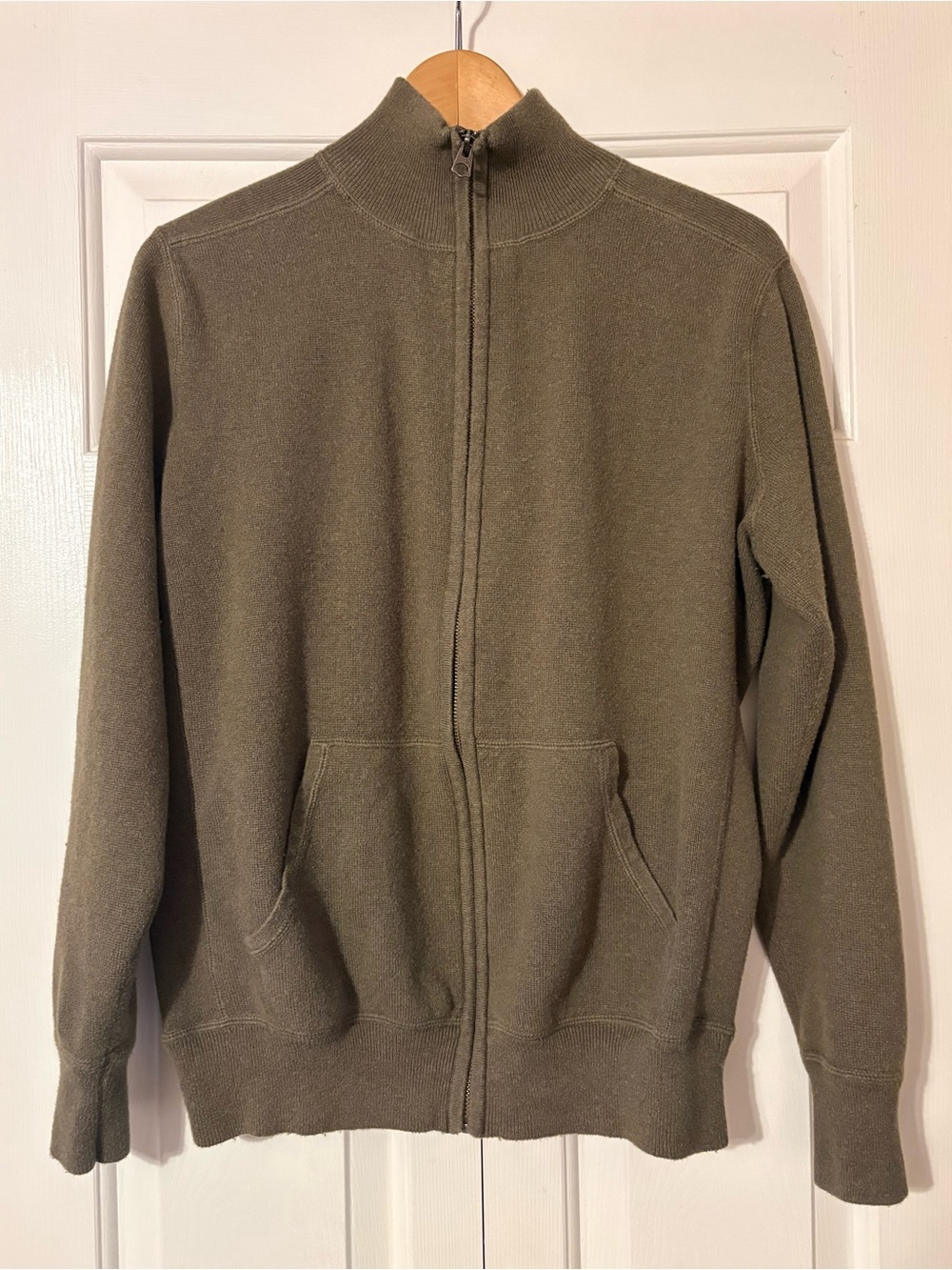 J. Crew Men's Olive Zip-Front Sweater Jacket - medium